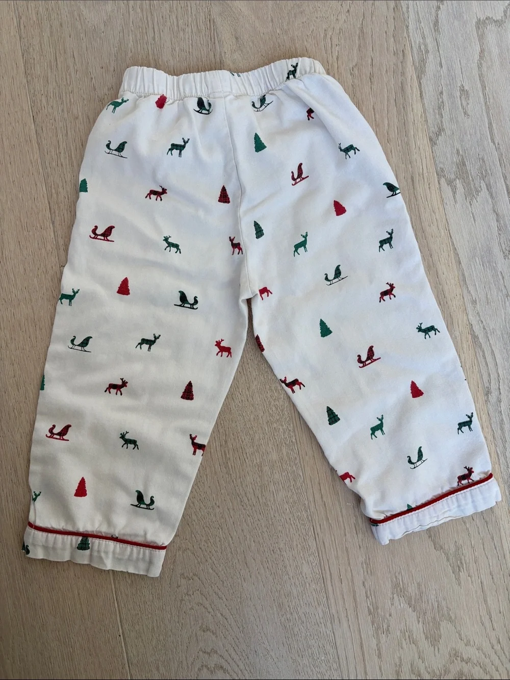 Petit Plume Kids White Holiday Pajama Set with Red & Green Accents